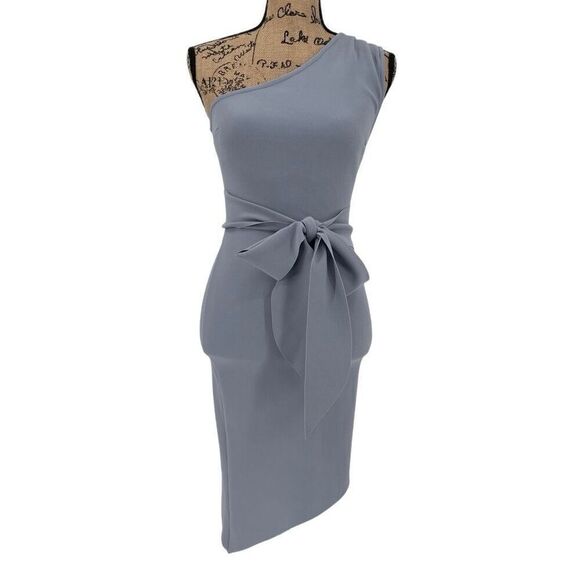 Bec & Bridge Winkworth Asymmetrical One Shoulder Bodycon Mini Dress Blue Women 2 - Picture 3 of 9